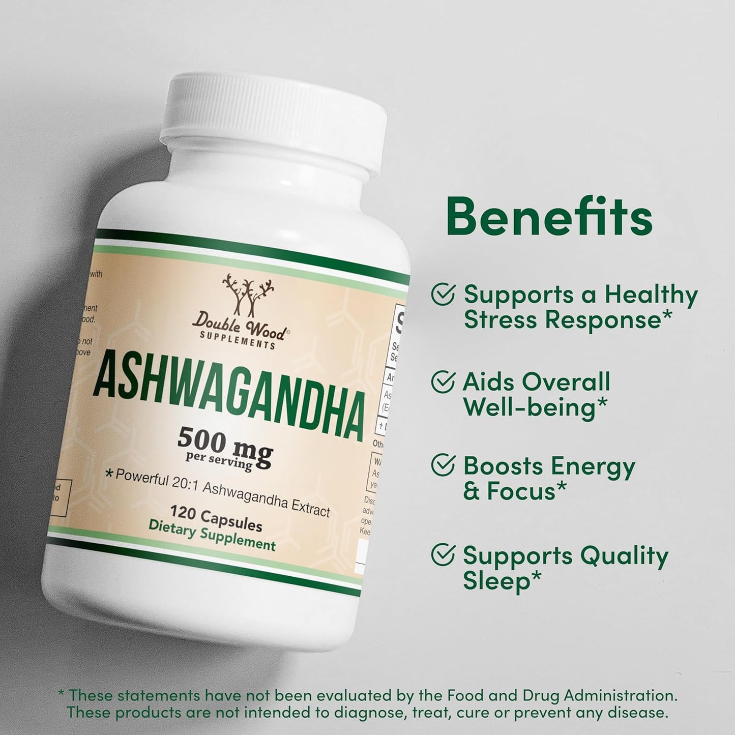 Ashwagandha Capsules, 120x (500mg) - Stress Relief Adaptogen