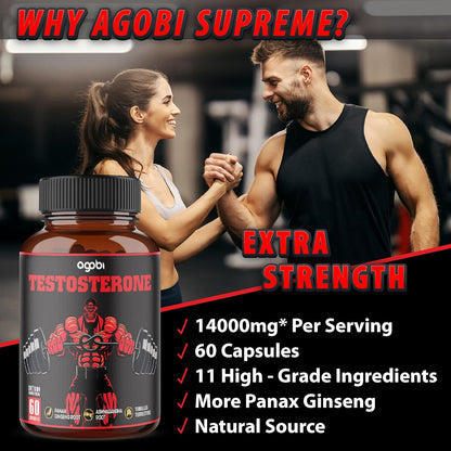 Agobi Men's Testosterone Booster - 11 Herbs - 60 Capsules